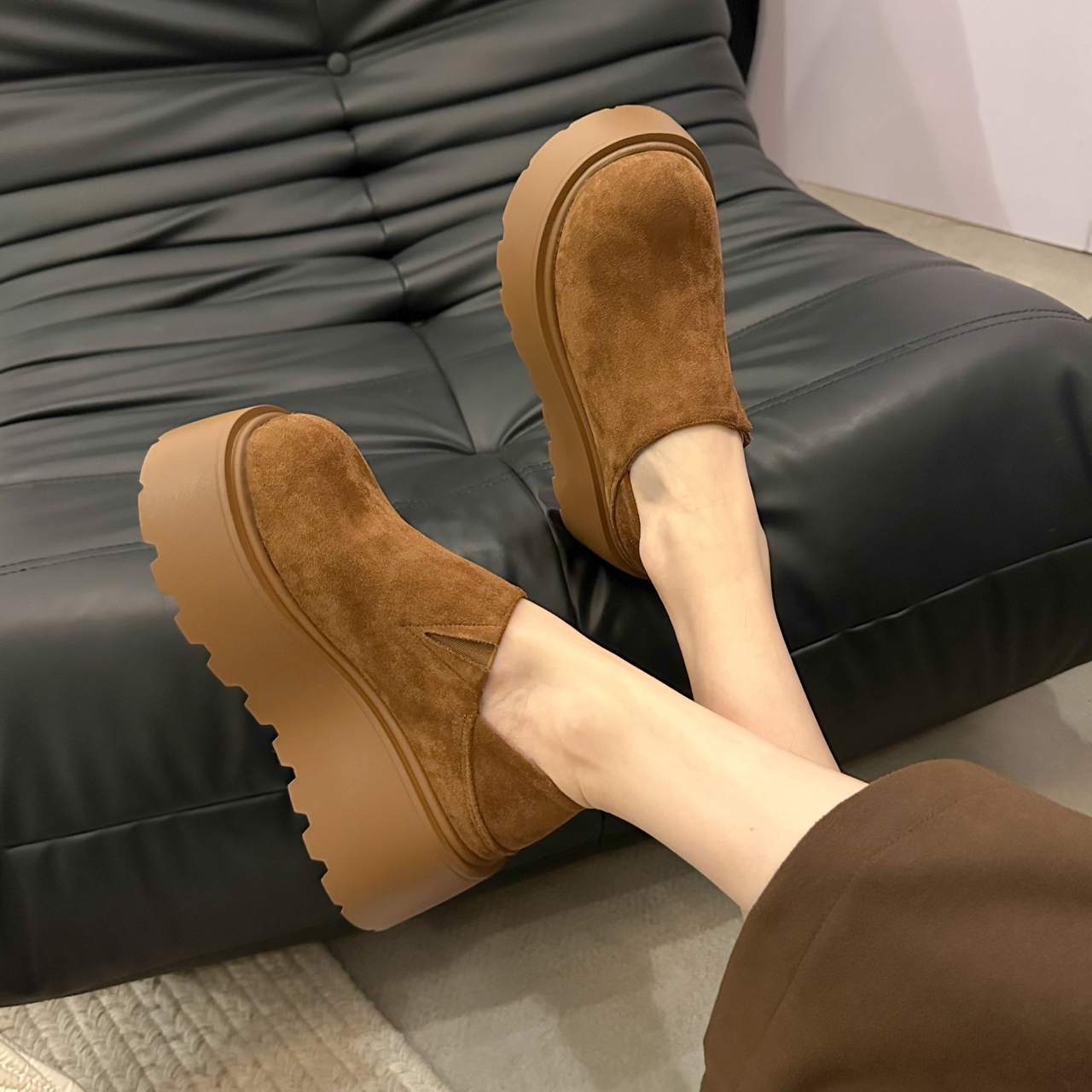 复古松糕厚底勃肯鞋女款外穿2025秋冬新款单鞋小个子百搭一鞋两穿