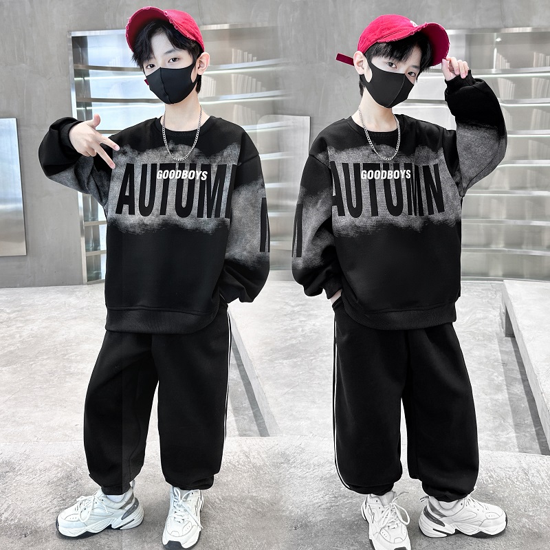 儿童装男童春装套装2025新款大童春季卫衣运动服潮帅气时髦春秋款