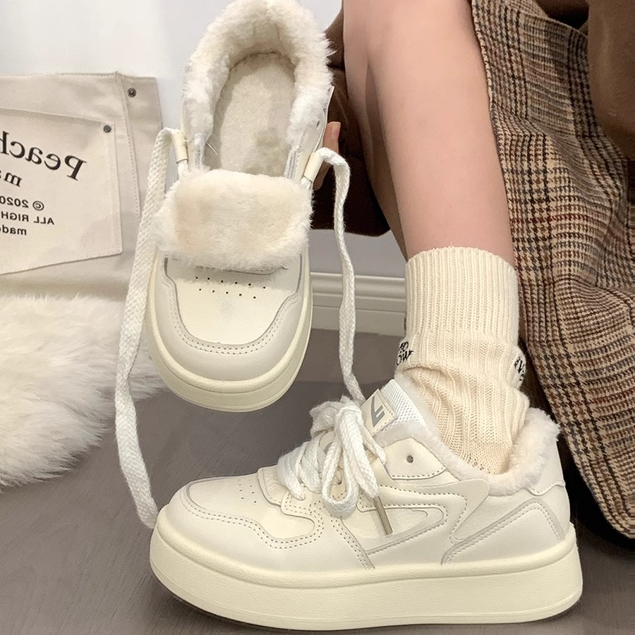 回力加绒小白鞋女2025冬季新款学生百搭板鞋运动休闲保暖二棉鞋子