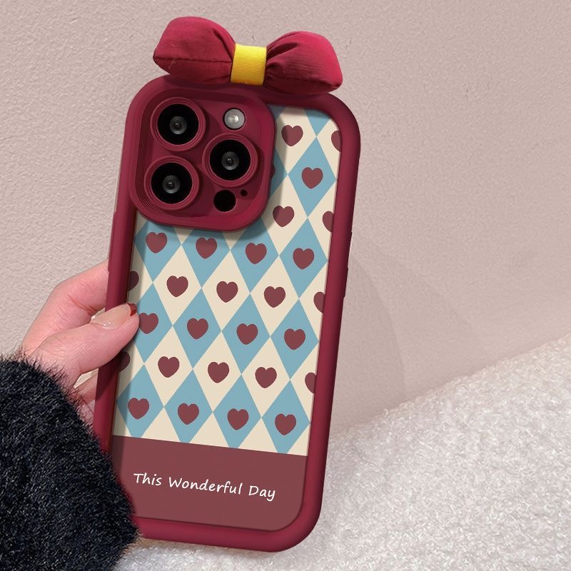 苹果/华为/VIVO/OPPO/小米新款复古爱心蝴蝶结天眼全包镜头手机壳