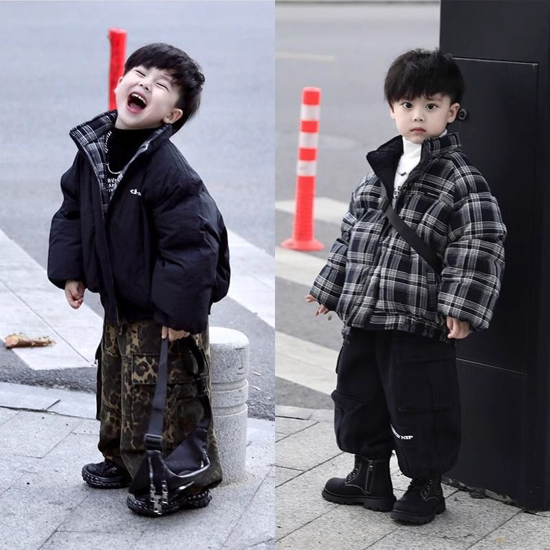 儿童冬款加厚时尚双面棉服2024男女童洋气保暖外套宝宝冬装上衣潮