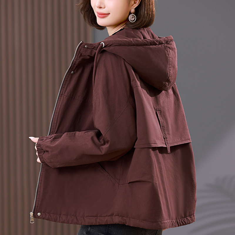 7835纯棉加绒加厚派克服短外套女秋冬季2024新款大码休闲棉衣棉服