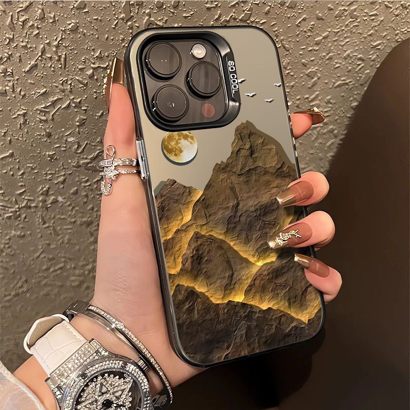 金色山脉适用于苹果iphone15promax手机壳X高级感XR小众11唯美ins