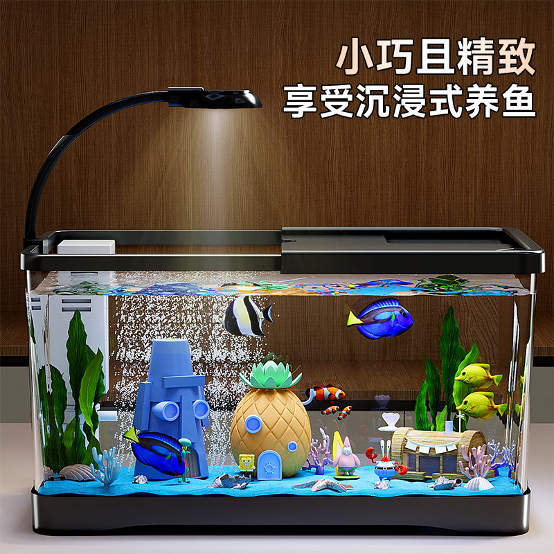 鱼缸客厅2025新款家用小型微景观生态缸乌龟专用缸过滤器底滤循环