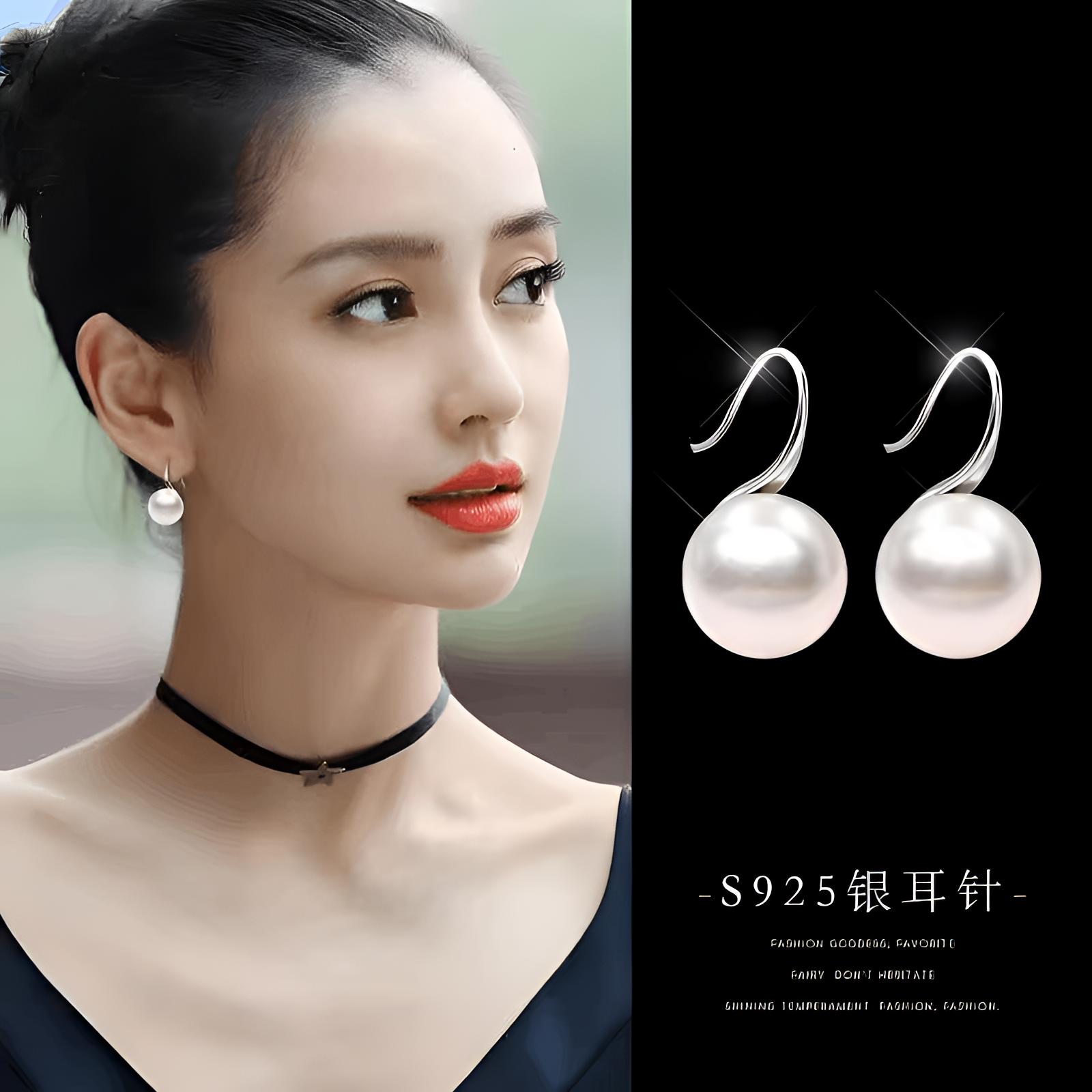925银耳饰 纯银珠珠耳环简约独特气质2025新款高跟鞋耳坠轻奢耳钩