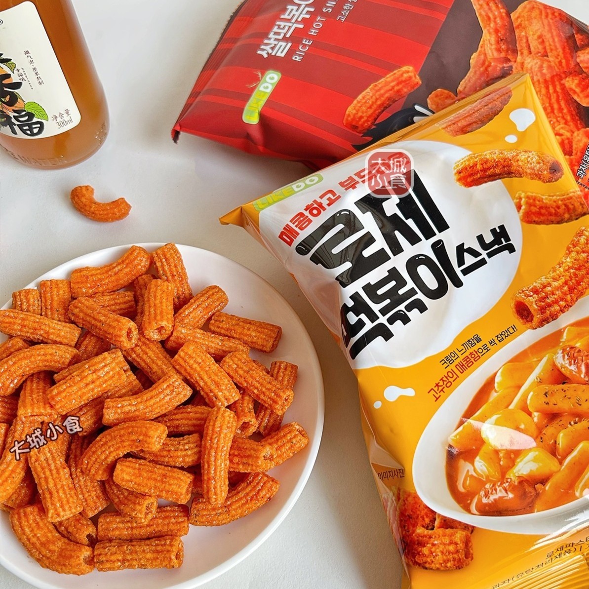 CU便利店涞可香辣芝士味年糕条韩国进口休闲零食膨化食品