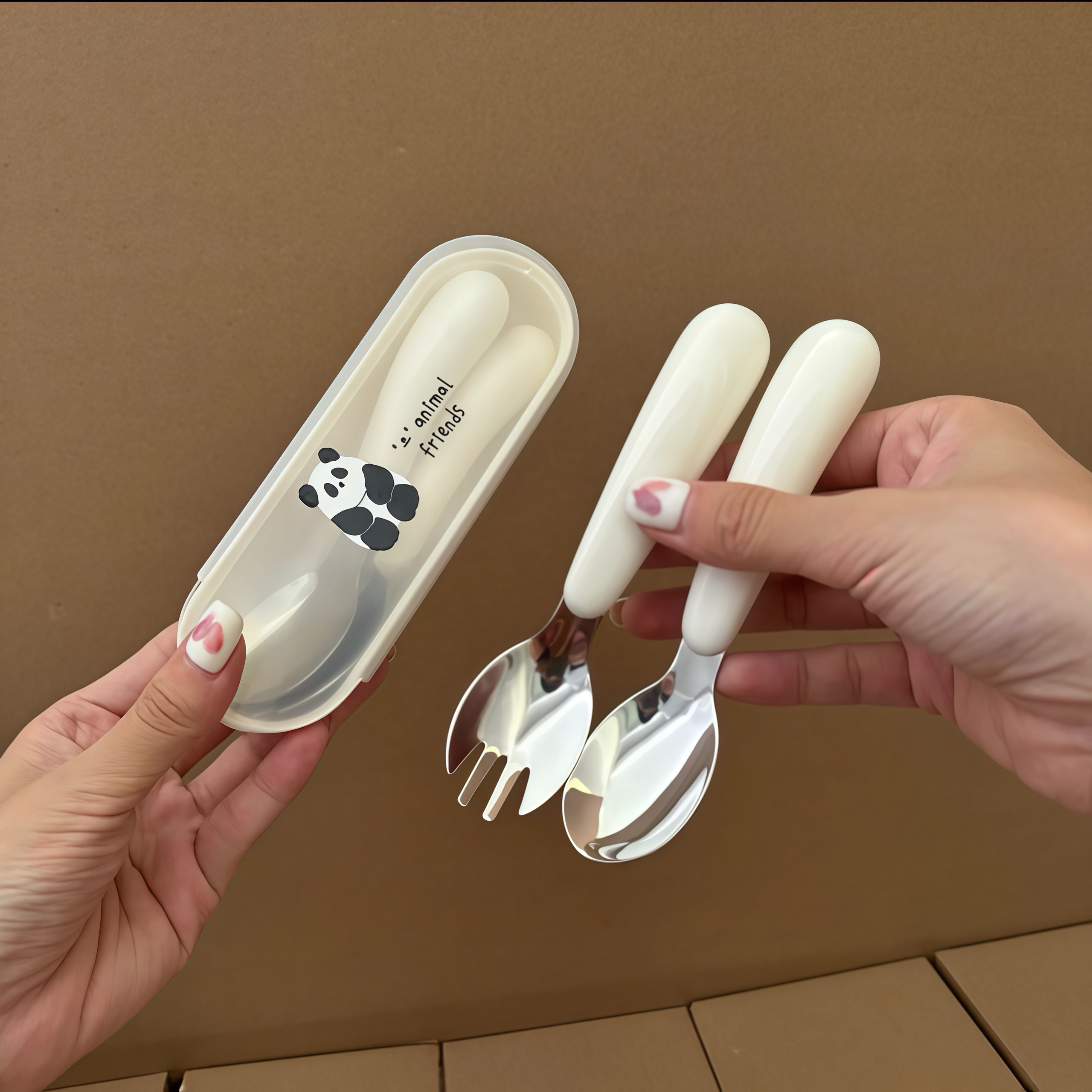 宝宝便携餐具卡通辅食勺304不锈钢儿童吃饭碗叉勺餐具收纳盒套装