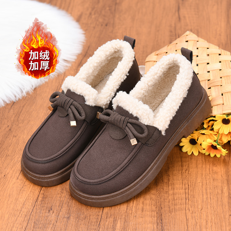 老北京布鞋女棉鞋牛筋底妈妈鞋冬季加绒加厚保暖豆豆鞋休闲毛毛鞋
