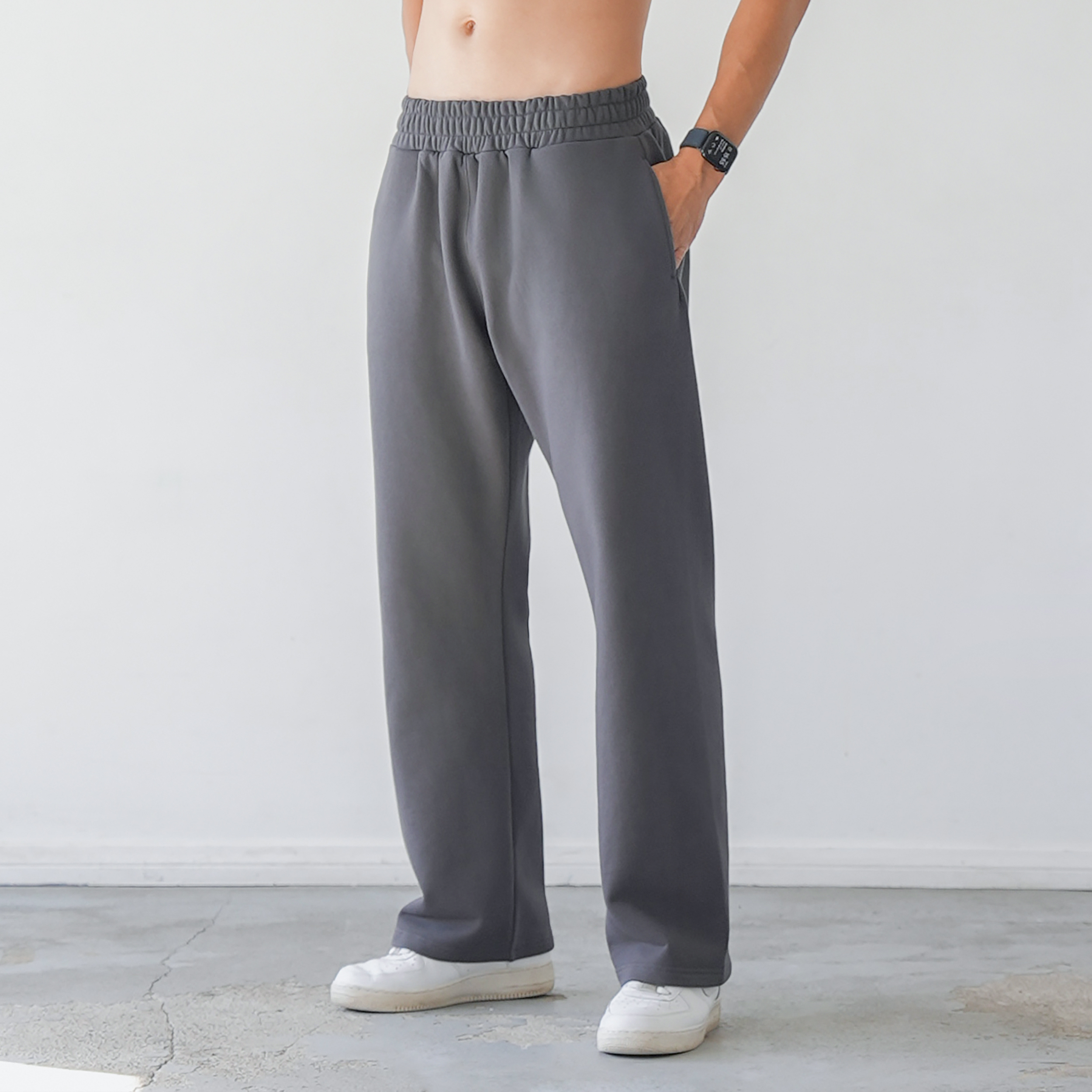 DRIOTOPIA秋冬新品磨毛毛圈直筒裤男宽松休闲运动卫裤保暖