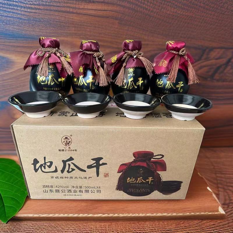 公鼐沂蒙地瓜干42度精品坛子酒4坛送4个碗市级非遗窖池42度500ml