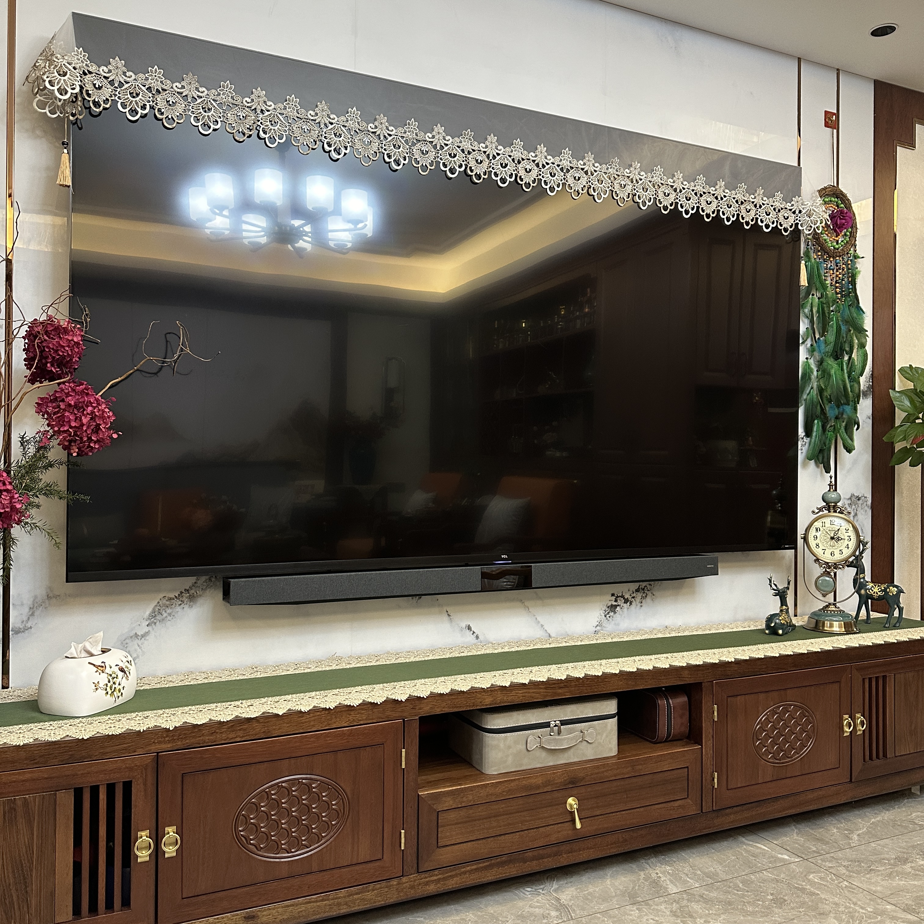 【敏姐姐专属】化蝶 果壳棕【40宽】欧根纱 手工电视机盖巾 凤尾花边