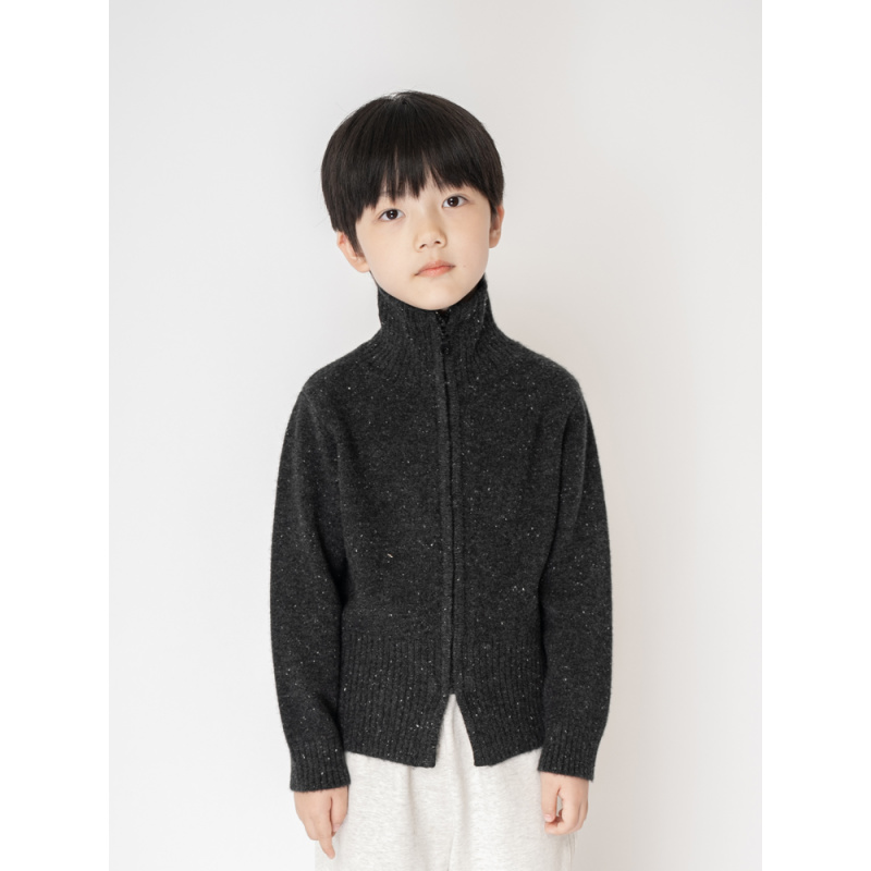 ‘黑点’【100全羊毛】男童高领拉链开衫儿童羊毛衫秋冬款中大童毛衣
