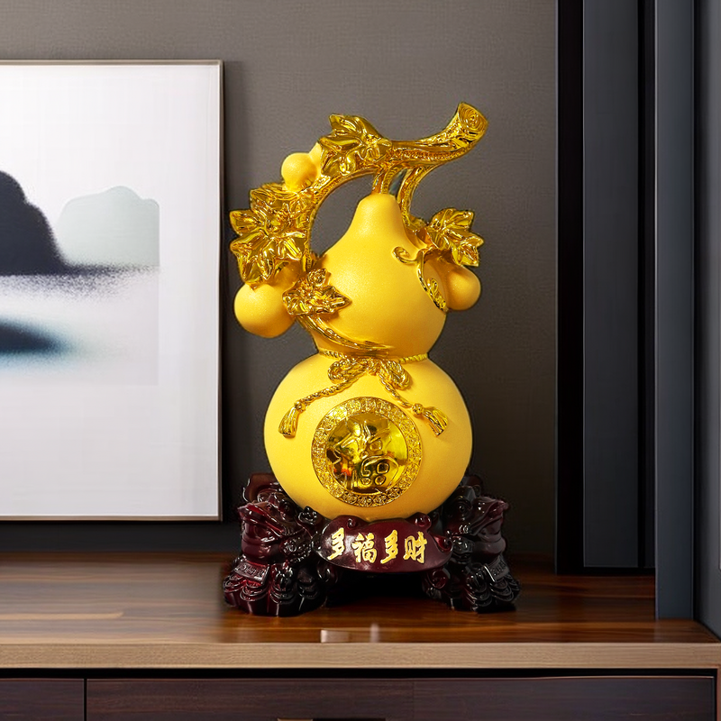 2025家居客厅电视柜酒柜装饰品金色葫芦摆件工艺品玄关桌面高档