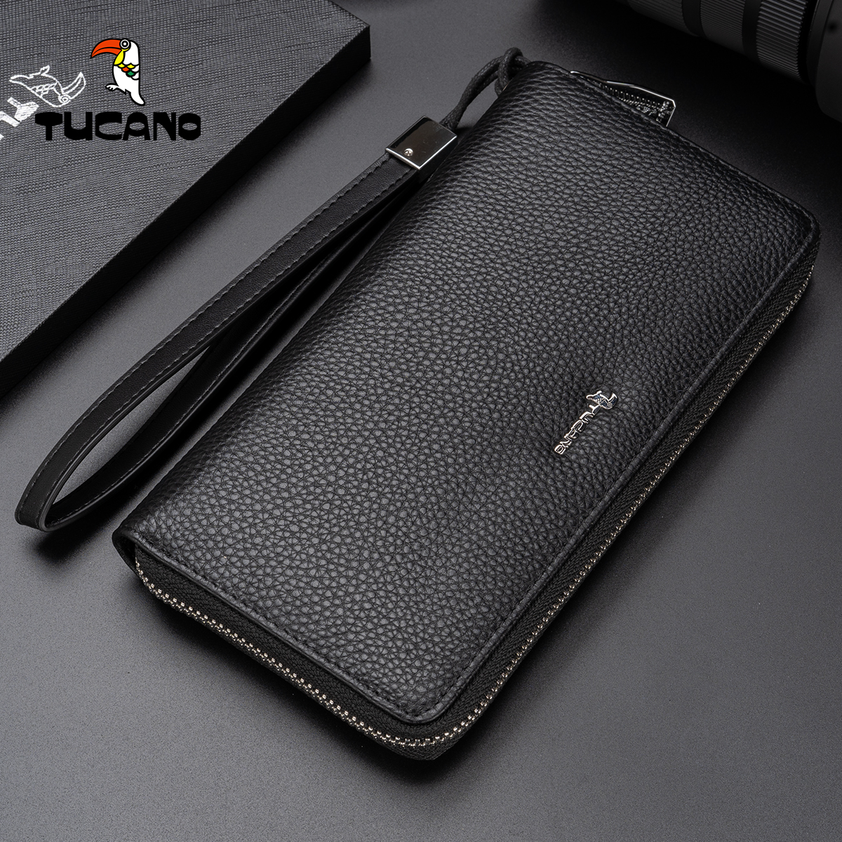 啄木鸟男士钱包长款拉链真皮2025新款手包牛皮大容量手拿包男款