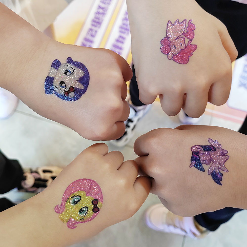 小马&宝莉闪粉纹身贴贴纸儿童可爱碧琪卡通公主贴纸防水安全无毒