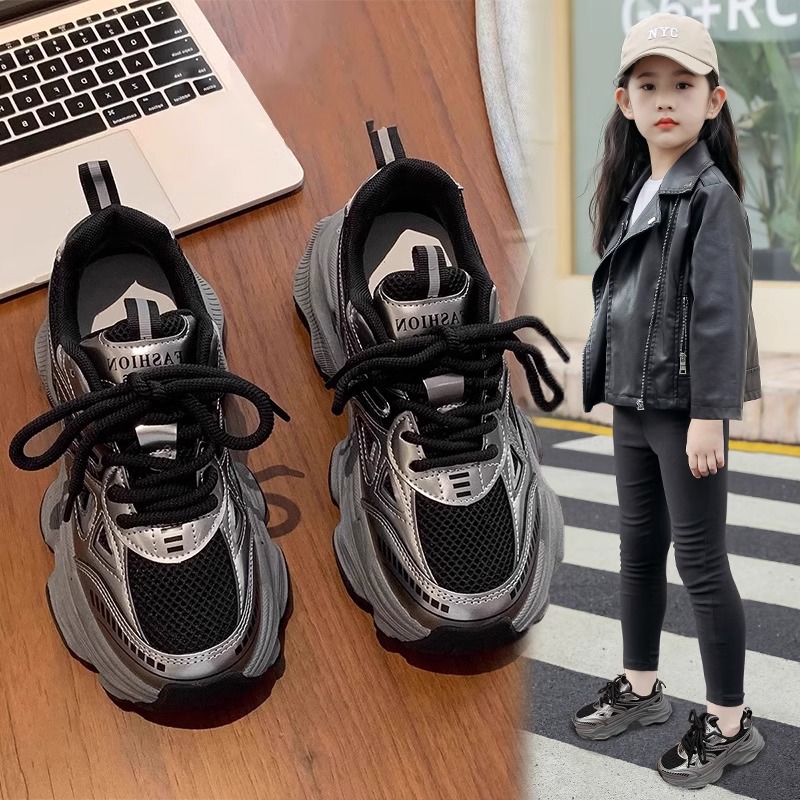女童运动鞋6-12岁2025秋冬新款爆款洋气儿童老爹鞋加绒二棉男童鞋
