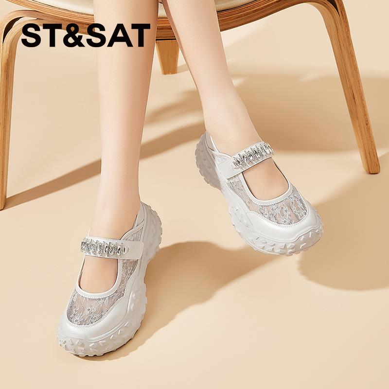 星期六老爹鞋女2025夏季新款爆款休闲透气网纱厚底增高运动鞋凉鞋