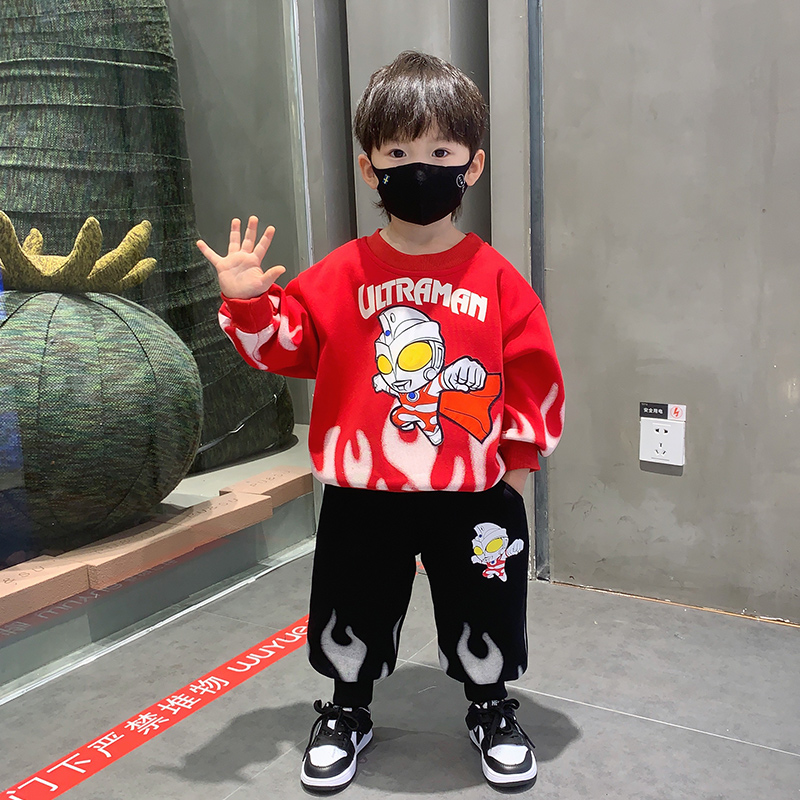 奥特曼卫衣男童秋装套装2025新款儿童春秋衣服痞帅气时髦男孩休闲