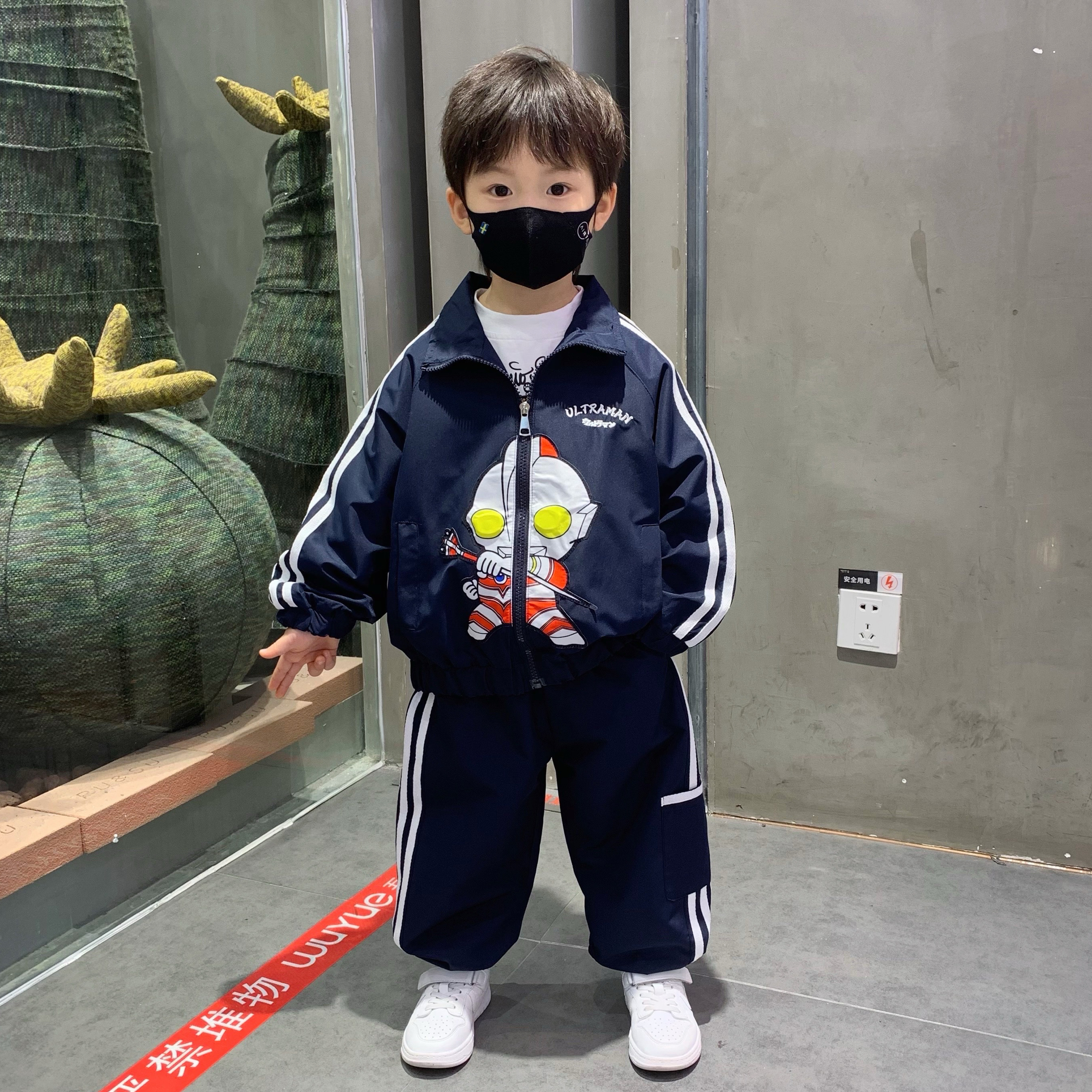 奥特曼衣服儿童秋装套装网红帅气男童2025新款洋气宝宝时髦外套潮