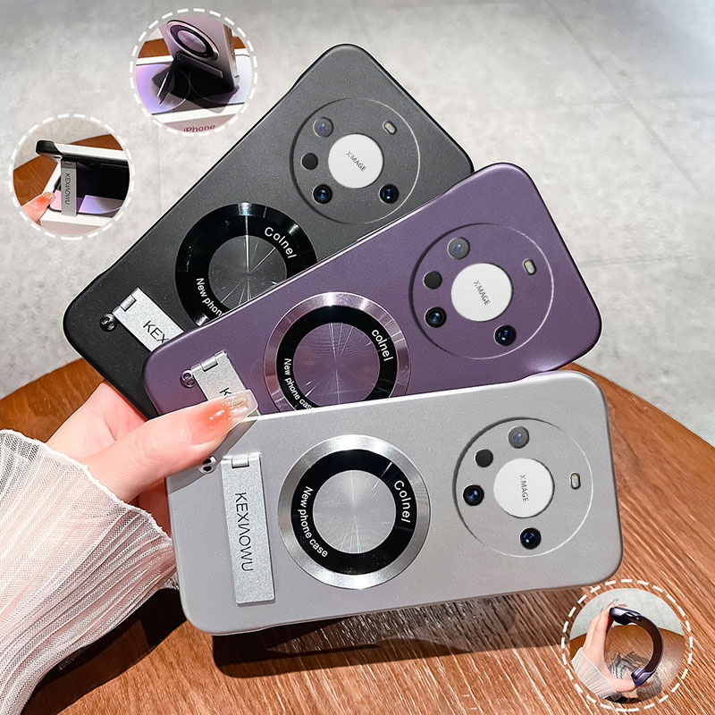 适用于华为Mate60Pro超薄无边框实用防摔保护套支架高级感手机壳