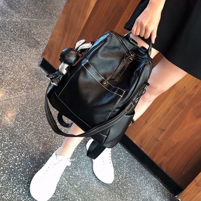 新款休闲双肩包女2023新款时尚潮流百搭软皮大容量两用背包学生