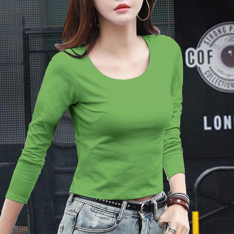 短款t恤女长袖上衣修身秋季女装t恤衫2025新款高腰露脐打底衫