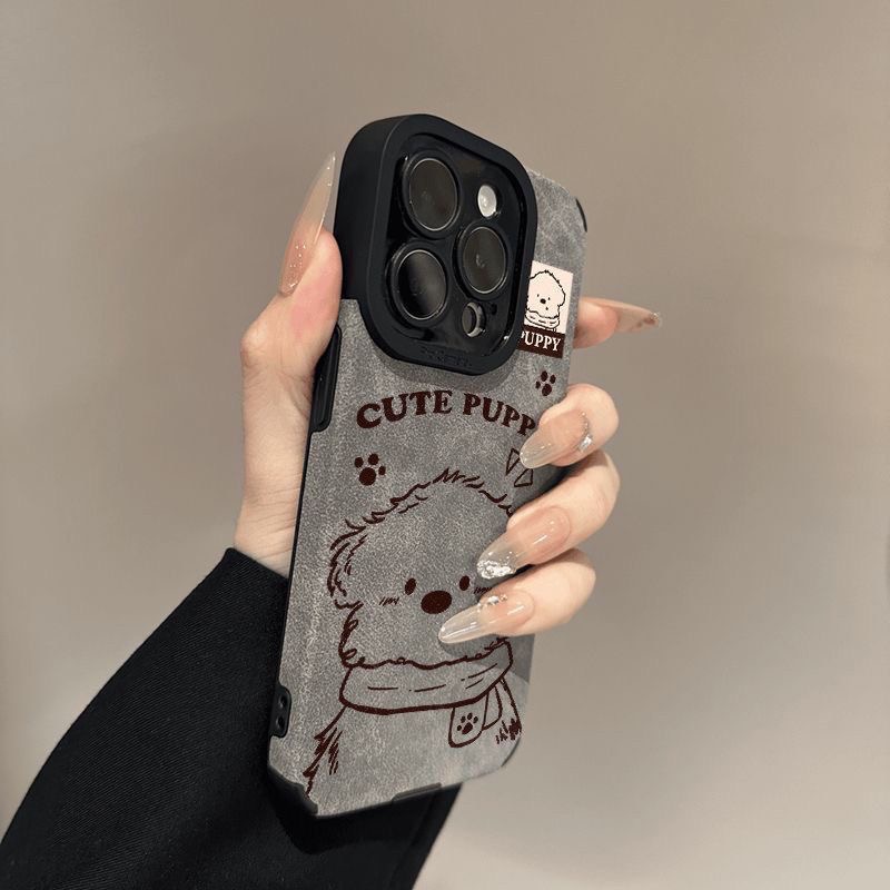 围巾小狗适用苹果16PRO手机壳XR可爱iPhone14Promax创意14卡通XR