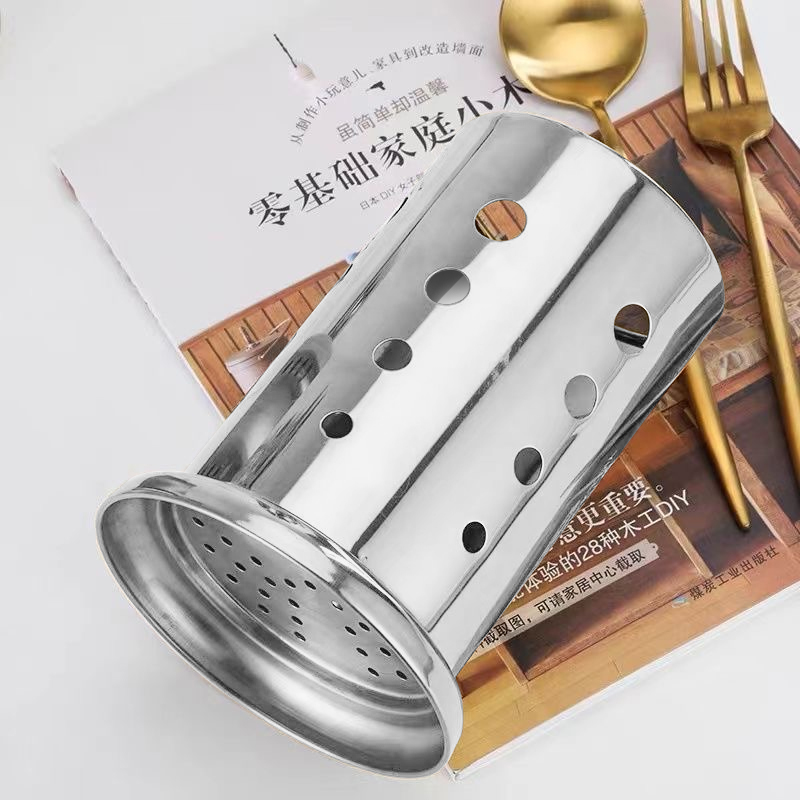 不锈钢筷子筒圆孔可沥水筷子笼家用多功能大容量厨房勺子刀具收纳