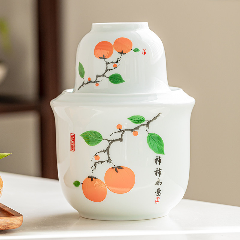 柿柿如意温酒器家用温酒壶陶瓷老式二两烫黄酒白酒杯半斤暖热酒具