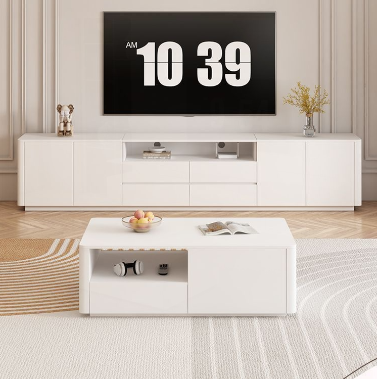 落地电视柜茶几组合套装客厅隐藏插座式电视柜现代简约电视柜实木