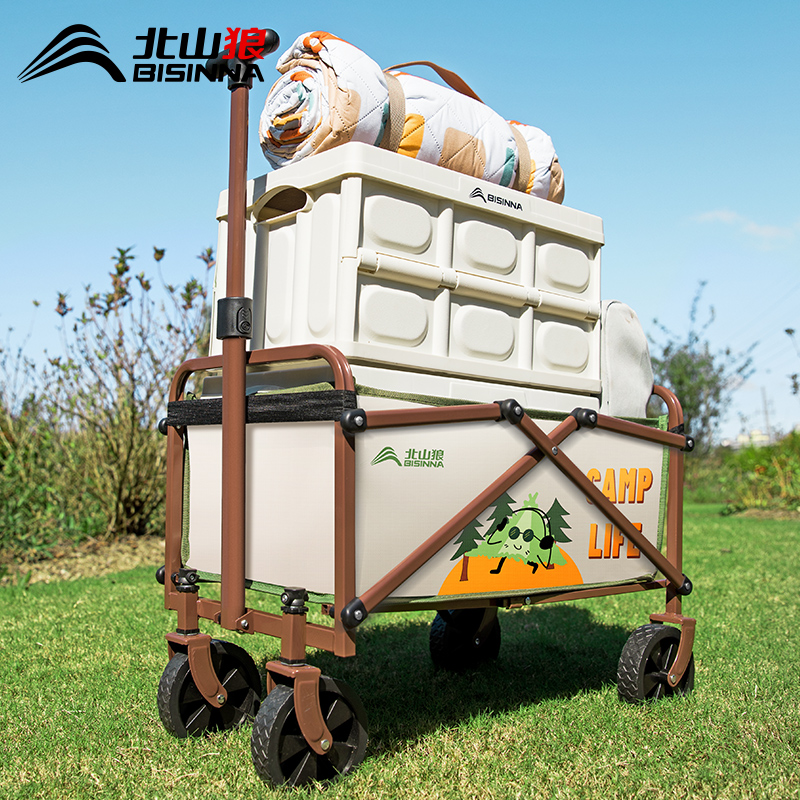 北山狼露营车小推车户外折叠手推野营地车儿童可躺野餐便携小拖车
