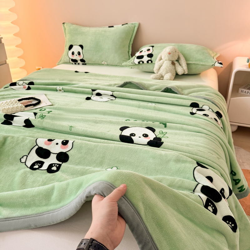 双面牛奶绒毛毯冬季珊瑚绒盖毯加绒厚床单学生宿舍办公室午睡毯子