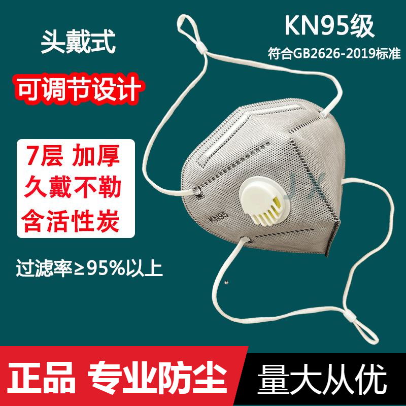 防粉尘工业头戴式口罩kn95带呼吸阀打磨灰粉煤矿喷漆可调节面罩厚