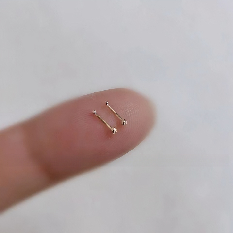 合金耳饰 耳骨钉免耳塞简约学生百搭迷你豆豆耳钉耳气质双头精致