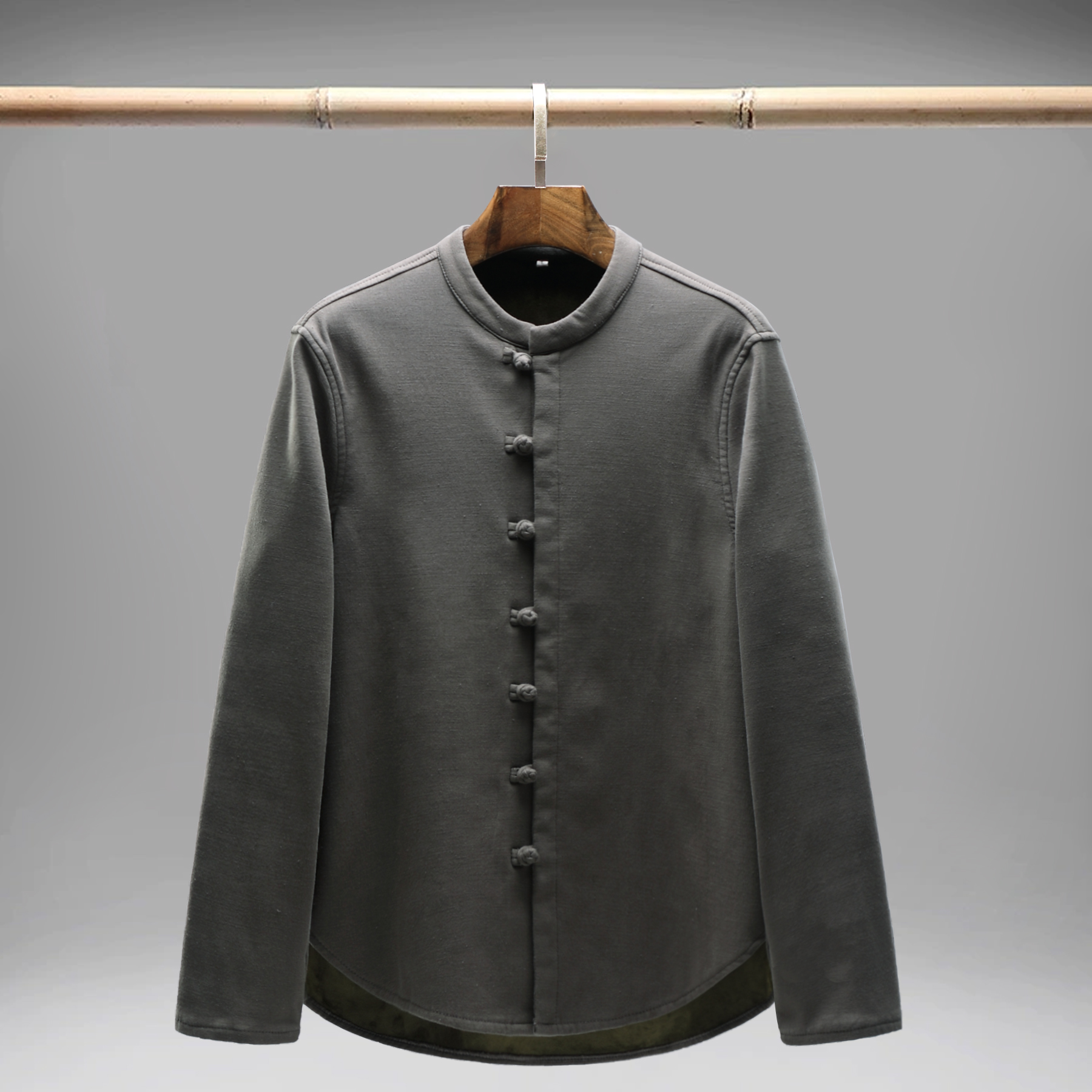 加绒加厚男中式国风立领冬季保暖衬衫0187复古中国风衬衣长袖休闲