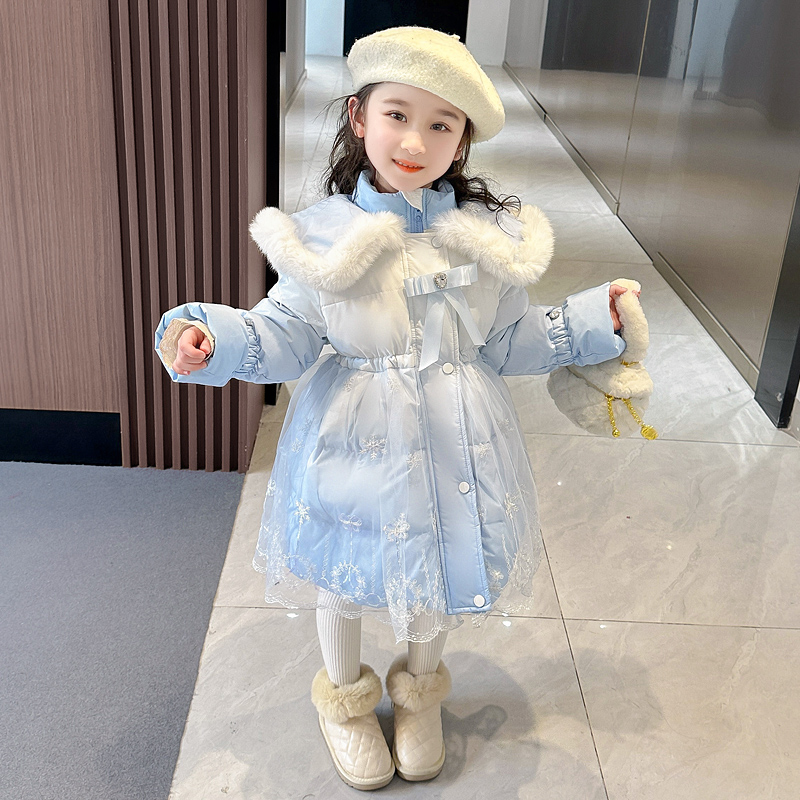 女童爱莎羽绒服冬季艾莎长款外套过年中长款儿童女孩冬2025洋气