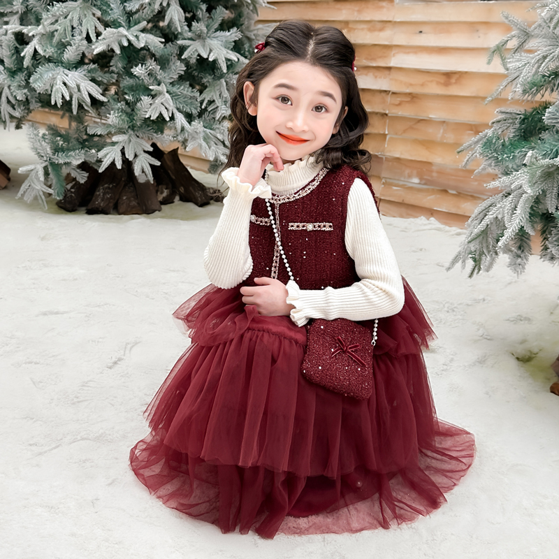 女童加绒连衣裙秋冬季2025新款儿童小香风公主裙子宝宝加厚套装裙