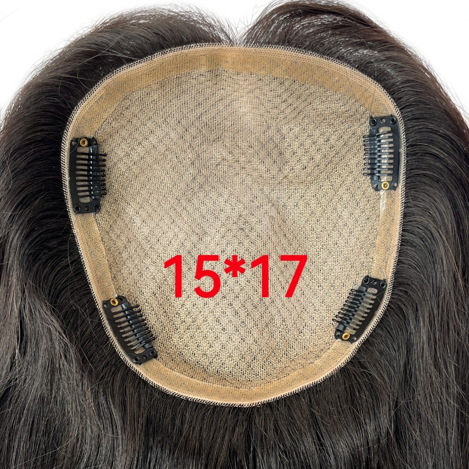 双递针大面积15*17真发假发片头顶补发片手织假发片100%全真发