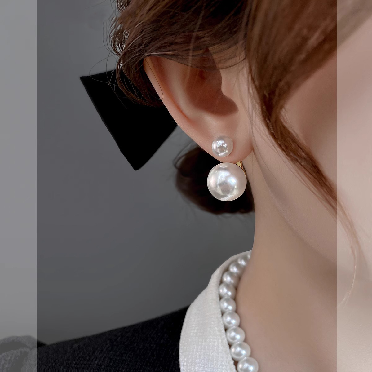 铜合金仿珍珠耳饰 法式轻奢珠珠耳环女高级感耳钉气质百搭耳饰潮