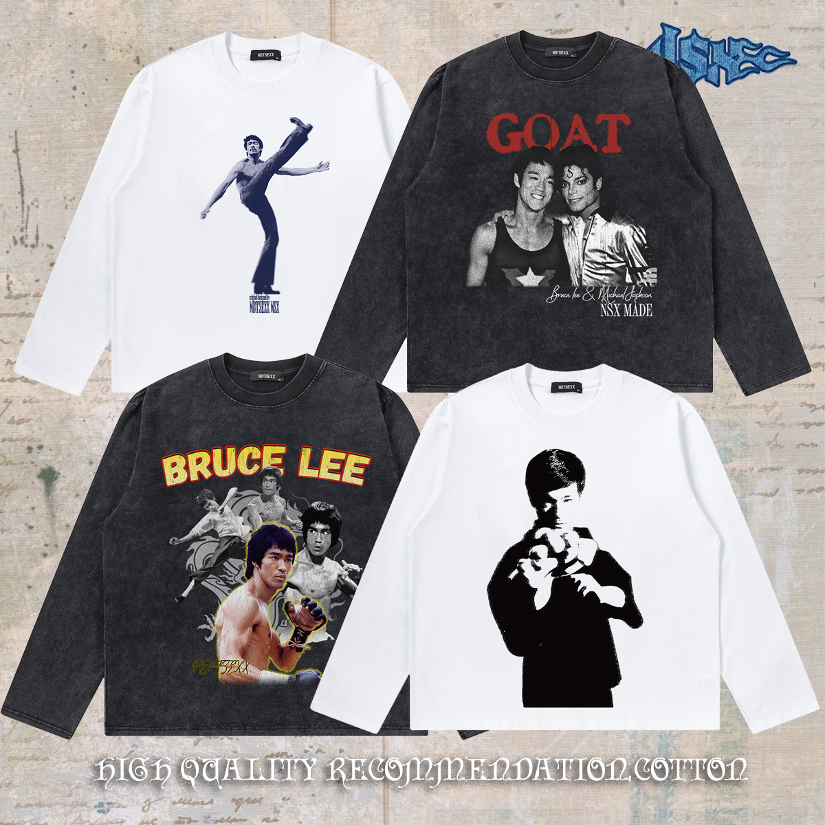 notsexx「致敬李小龙系列」进口数码直喷重磅短宽boxy短袖长袖t恤