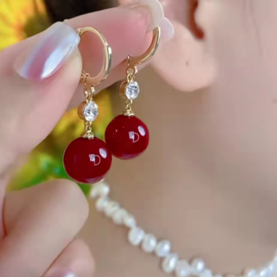 铜合金合成锆石耳饰 唯美中式时尚百搭气质优雅简约小众耳扣15