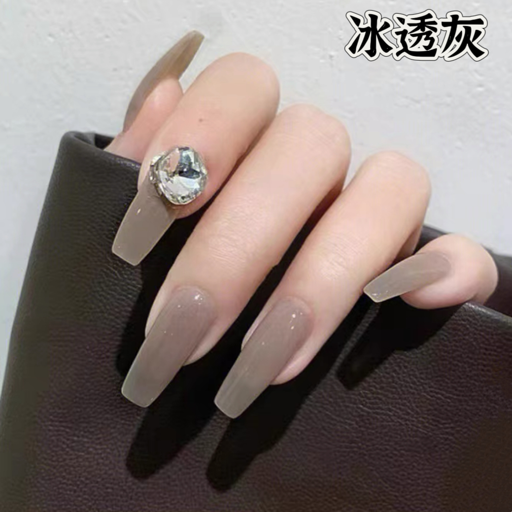 冰透灰果冻灰甲片美甲显白白色茶色甲油胶ins秋冬新款高级感色