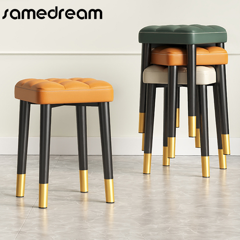 小方凳餐桌凳客厅软坐高板凳简约现代网红椅子凳子家用可叠放轻奢