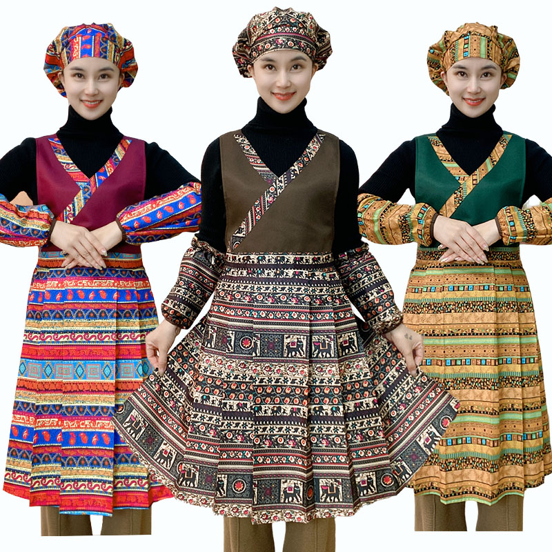 【30222直播】复古风马面围裙围腰防水防油防污成人民族风家用做饭