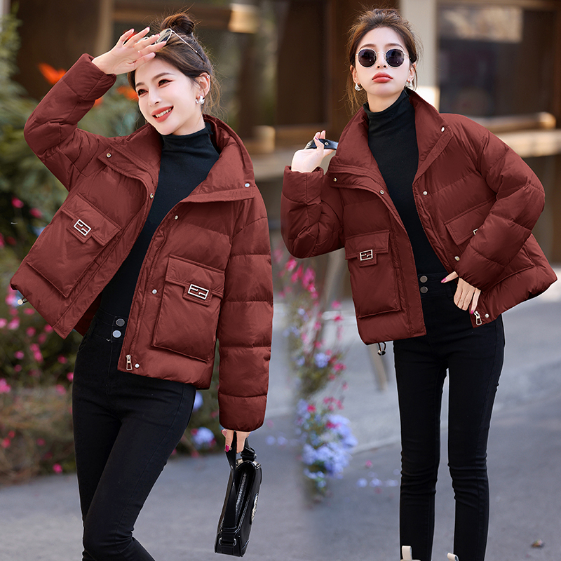 小个子短款羽绒服女2025冬季新款时尚宽松洋气减龄立领面包服外套