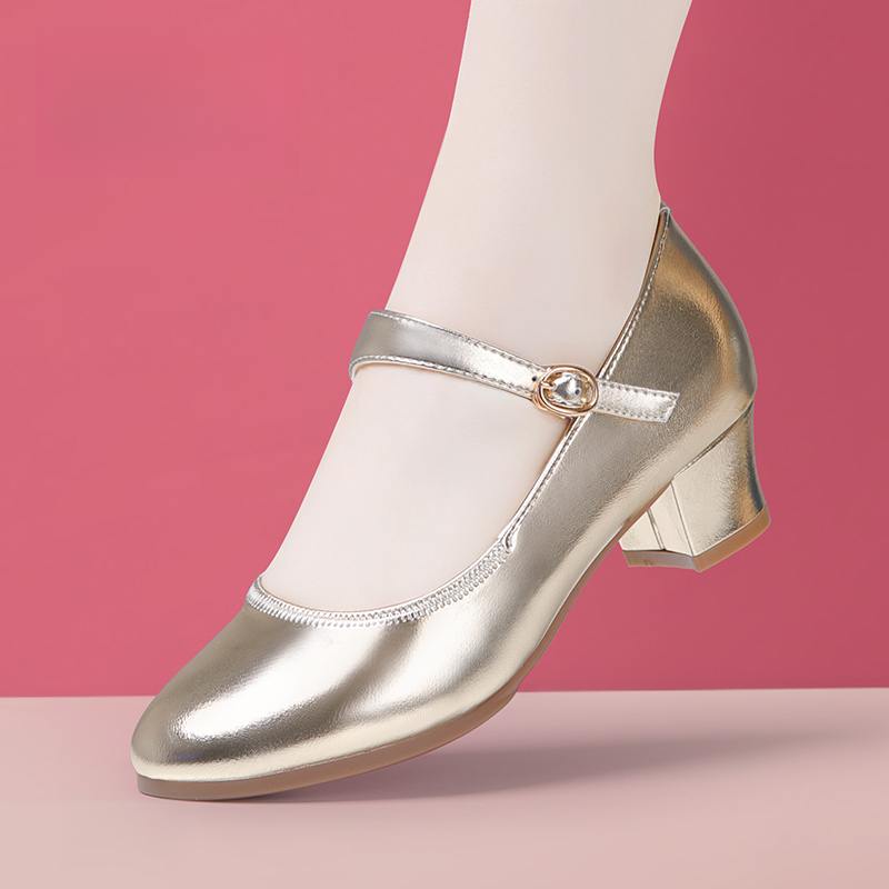 杨漫希老师专属新疆舞鞋真皮软底低跟亮面舞蹈鞋维族民族舞散跳鞋