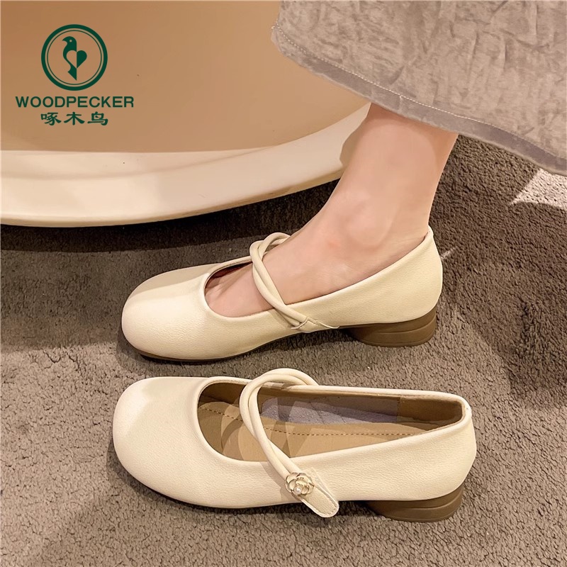 啄木鸟配裙子单鞋女2025新款夏法式气质温柔风晚晚鞋平底玛丽珍鞋