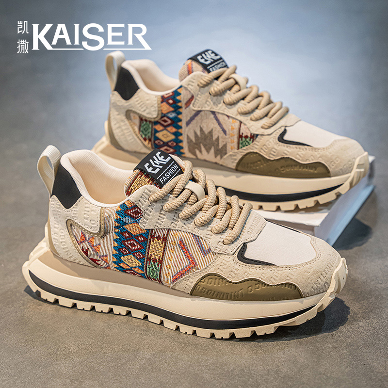 凯撒正版新款男鞋秋季厚底潮流百搭休闲老爹鞋男士耐磨运动阿甘鞋