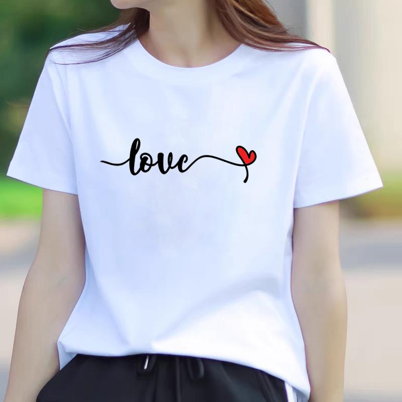 印花通勤显瘦女圆领夏装简约字母ins上衣女休闲学生韩版时尚T恤