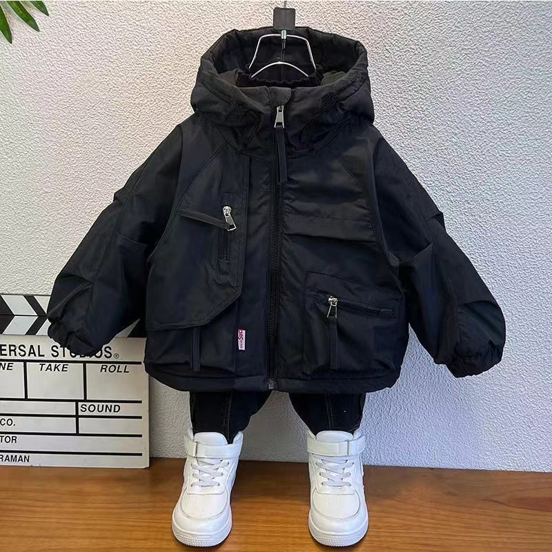 儿童加绒加厚冲锋衣冬季外套韩版宝宝派克服2025新款防风防水棉服